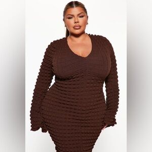 ✨ Brown Mini Bubble Knit Dress |